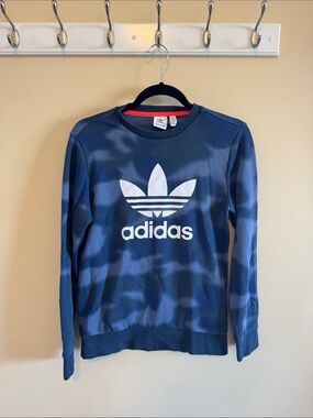 Adidas Navy Blue and White Trefoil Crewneck Sweatshirt